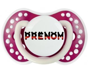 Tétine Prénom ou texte personnalisée alphabet style-25 :Fuchsia phosphorescente Tétine embout Lovi Dynamic 0/6 mois