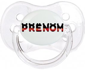 Tétine Prénom ou texte personnalisée alphabet style-25 :Transparent classique Tétine embout cerise 0/6 mois