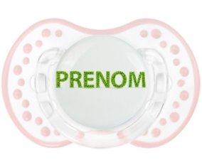 Tétine Prénom ou texte personnalisée alphabet style-26 :Retro-blanc-rose-tendre classique Tétine embout Lovi Dynamic 0/6 mois