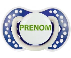 Tétine Prénom ou texte personnalisée alphabet style-26 :Bleu-marine phosphorescente Tétine embout Lovi Dynamic 0/6 mois