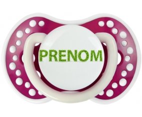 Tétine Prénom ou texte personnalisée alphabet style-26 :Fuchsia phosphorescente Tétine embout Lovi Dynamic 0/6 mois