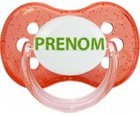 Tétine Prénom ou texte personnalisée alphabet style-26 :Rouge à paillette Tétine embout cerise 0/6 mois