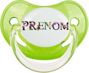 Tétine Prénom ou texte personnalisée alphabet style-27 :Vert classique embout physiologique 0/6 mois