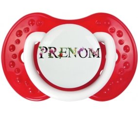 Tétine Prénom ou texte personnalisée alphabet style-27 :Blanc-rouge classique Tétine embout Lovi Dynamic 0/6 mois