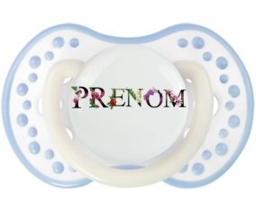 Tétine Prénom ou texte personnalisée alphabet style-27 :Blanc-cyan classique Tétine embout Lovi Dynamic 0/6 mois