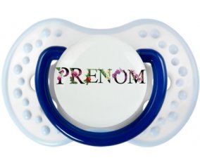 Tétine Prénom ou texte personnalisée alphabet style-27 :Marine-blanc-bleu classique Tétine embout Lovi Dynamic 0/6 mois