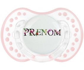 Tétine Prénom ou texte personnalisée alphabet style-27 :Retro-blanc-rose-tendre classique Tétine embout Lovi Dynamic 0/6 mois