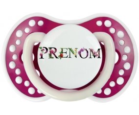 Tétine Prénom ou texte personnalisée alphabet style-27 :Fuchsia phosphorescente Tétine embout Lovi Dynamic 0/6 mois