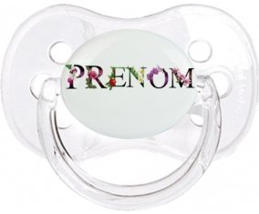 Tétine Prénom ou texte personnalisée alphabet style-27 :Transparent classique Tétine embout cerise 0/6 mois