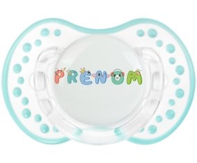 Tétine Prénom ou texte personnalisée alphabet style-28 :Retro-blanc-lagon classique Tétine embout Lovi Dynamic 0/6 mois