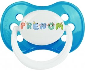 Tétine Prénom ou texte personnalisée alphabet style-28 :Cyan classique Tétine embout anatomique 0/6 mois