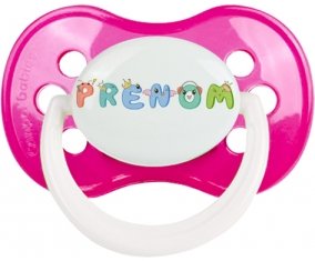 Tétine Prénom ou texte personnalisée alphabet style-28 :Rose foncé classique Tétine embout anatomique 0/6 mois