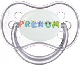 Tétine Prénom ou texte personnalisée alphabet style-28 :Transparente classique Tétine embout anatomique 0/6 mois