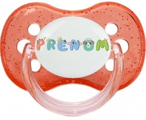 Tétine Prénom ou texte personnalisée alphabet style-28 :Rouge à paillette Tétine embout cerise 0/6 mois