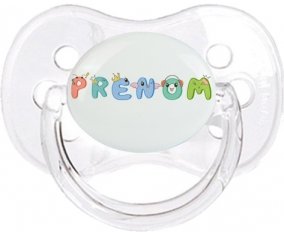 Tétine Prénom ou texte personnalisée alphabet style-28 :Transparent classique Tétine embout cerise 0/6 mois