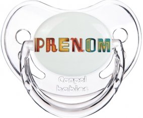 Tétine Prénom ou texte personnalisée alphabet style-29 :Transparent classique embout physiologique 0/6 mois