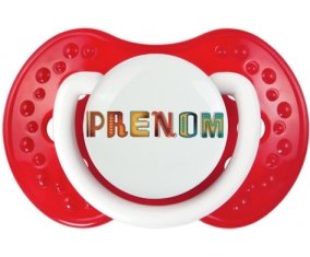 Tétine Prénom ou texte personnalisée alphabet style-29 :Blanc-rouge classique Tétine embout Lovi Dynamic 0/6 mois