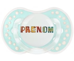 Tétine Prénom ou texte personnalisée alphabet style-29 :Retro-turquoise-lagon classique Tétine embout Lovi Dynamic 0/6 mois