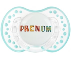 Tétine Prénom ou texte personnalisée alphabet style-29 :Retro-blanc-lagon classique Tétine embout Lovi Dynamic 0/6 mois