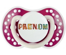 Tétine Prénom ou texte personnalisée alphabet style-29 :Fuchsia phosphorescente Tétine embout Lovi Dynamic 0/6 mois