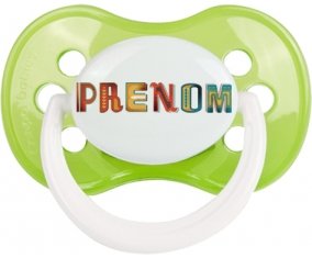 Tétine Prénom ou texte personnalisée alphabet style-29 :Vert classique Tétine embout anatomique 0/6 mois