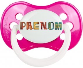 Tétine Prénom ou texte personnalisée alphabet style-29 :Rose foncé classique Tétine embout anatomique 0/6 mois