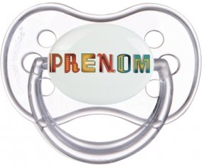 Tétine Prénom ou texte personnalisée alphabet style-29 :Transparente classique Tétine embout anatomique 0/6 mois