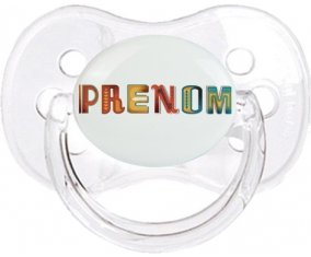 Tétine Prénom ou texte personnalisée alphabet style-29 :Transparent classique Tétine embout cerise 0/6 mois
