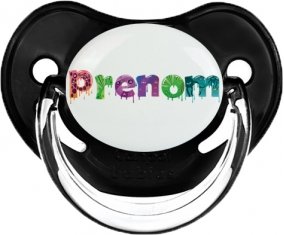 Tétine Prénom ou texte personnalisée alphabet style-30 :Noir classique embout physiologique 0/6 mois