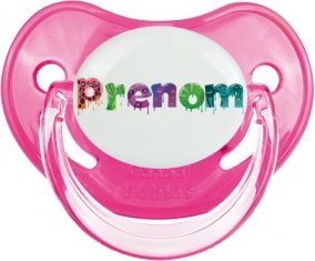 Tétine Prénom ou texte personnalisée alphabet style-30 :Rose classique embout physiologique 0/6 mois