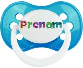 Tétine Prénom ou texte personnalisée alphabet style-30 :Cyan classique Tétine embout anatomique 0/6 mois