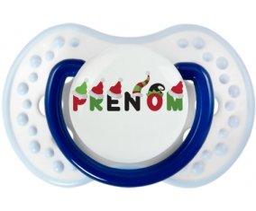 Tétine Prénom ou texte personnalisée alphabet style-31 :Marine-blanc-bleu classique Tétine embout Lovi Dynamic 0/6 mois