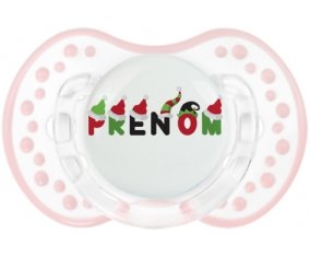 Tétine Prénom ou texte personnalisée alphabet style-31 :Retro-blanc-rose-tendre classique Tétine embout Lovi Dynamic 0/6 mois