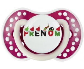 Tétine Prénom ou texte personnalisée alphabet style-31 :Fuchsia phosphorescente Tétine embout Lovi Dynamic 0/6 mois