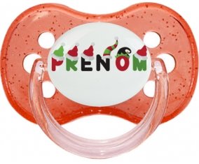 Tétine Prénom ou texte personnalisée alphabet style-31 :Rouge à paillette Tétine embout cerise 0/6 mois