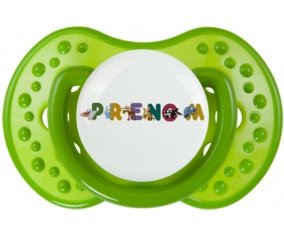 Tétine Prénom ou texte personnalisée alphabet style-32 :Vert classique Tétine embout Lovi Dynamic 0/6 mois