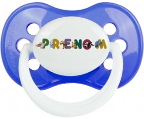 Tétine Prénom ou texte personnalisée alphabet style-32 :Bleu classique Tétine embout anatomique 0/6 mois