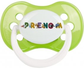Tétine Prénom ou texte personnalisée alphabet style-32 :Vert classique Tétine embout anatomique 0/6 mois