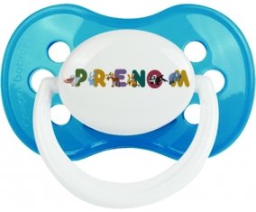 Tétine Prénom ou texte personnalisée alphabet style-32 :Cyan classique Tétine embout anatomique 0/6 mois