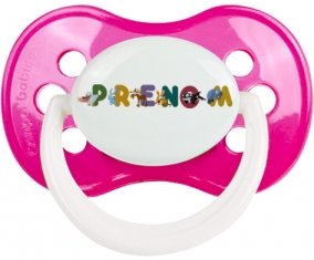 Tétine Prénom ou texte personnalisée alphabet style-32 :Rose foncé classique Tétine embout anatomique 0/6 mois