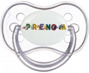 Tétine Prénom ou texte personnalisée alphabet style-32 :Transparente classique Tétine embout anatomique 0/6 mois