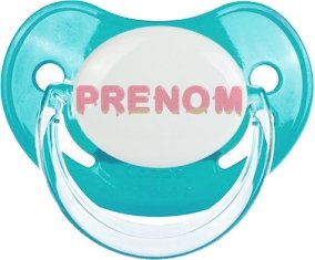 Tétine Prénom ou texte personnalisée alphabet style-33 :Bleue classique embout physiologique 0/6 mois