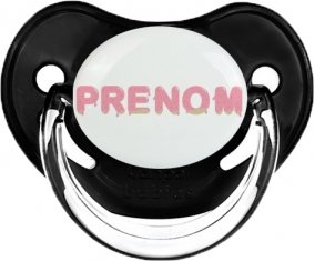 Tétine Prénom ou texte personnalisée alphabet style-33 :Noir classique embout physiologique 0/6 mois