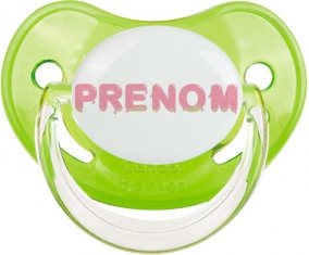 Tétine Prénom ou texte personnalisée alphabet style-33 :Vert classique embout physiologique 0/6 mois