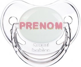 Tétine Prénom ou texte personnalisée alphabet style-33 :Transparent classique embout physiologique 0/6 mois