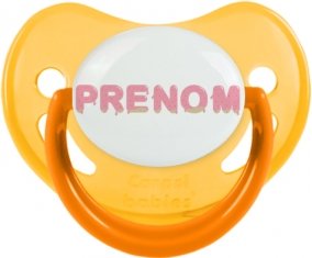 Tétine Prénom ou texte personnalisée alphabet style-33 :Jaune phosphorescente embout physiologique 0/6 mois