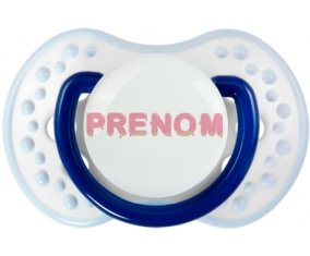 Tétine Prénom ou texte personnalisée alphabet style-33 :Marine-blanc-bleu classique Tétine embout Lovi Dynamic 0/6 mois
