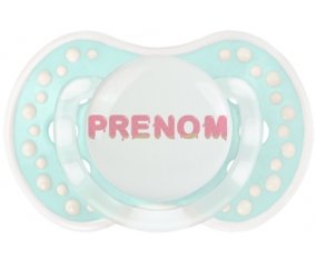 Tétine Prénom ou texte personnalisée alphabet style-33 :Retro-turquoise-lagon classique Tétine embout Lovi Dynamic 0/6 mois