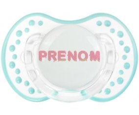 Tétine Prénom ou texte personnalisée alphabet style-33 :Retro-blanc-lagon classique Tétine embout Lovi Dynamic 0/6 mois