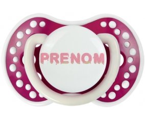 Tétine Prénom ou texte personnalisée alphabet style-33 :Fuchsia phosphorescente Tétine embout Lovi Dynamic 0/6 mois